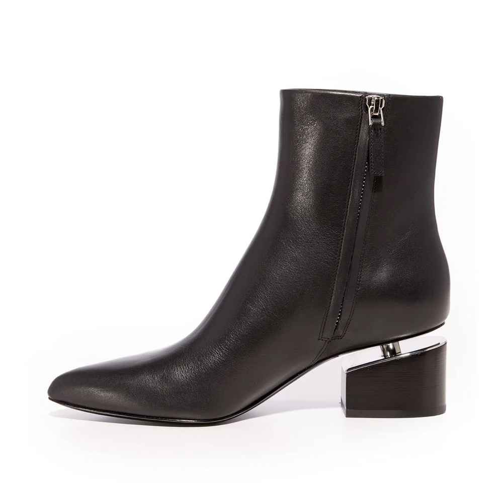 Alexander Wang Black Leather Ankle Boots Size 38.5
